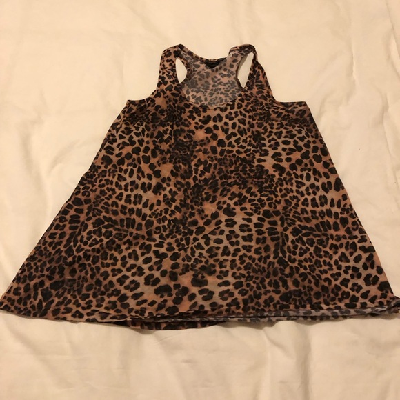 H&M Sheer Brown Black Leopard Print Tank Top Size Medium - Picture 2 of 4